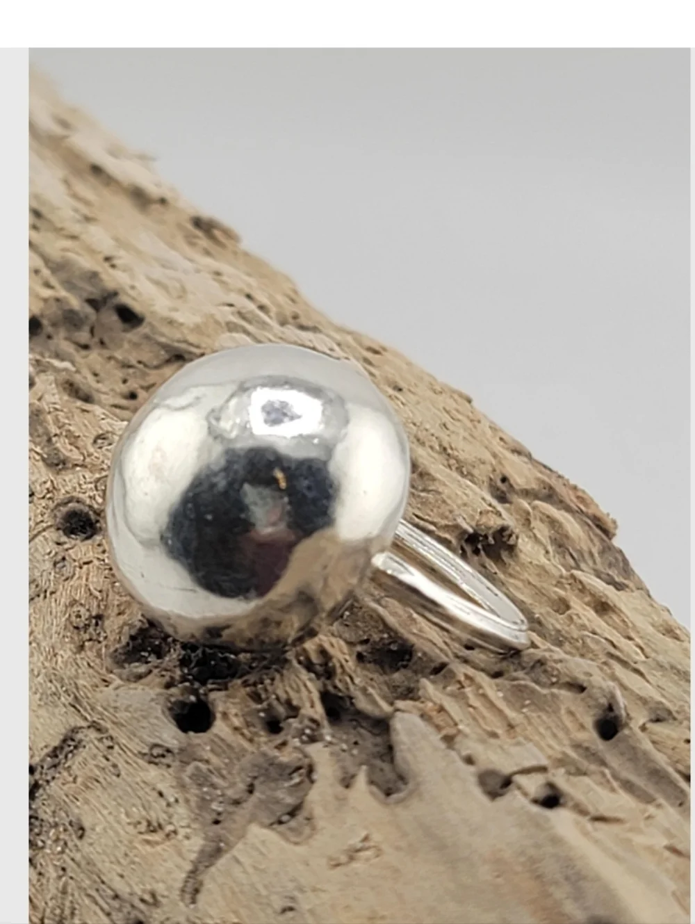Sterling Silver Dome Ring - Polished Silver Statement Ring Size 8